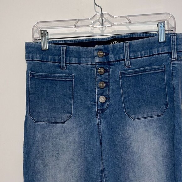 NYDJ Blue High-Rise Button-Fly Stretch Denim Straight Leg Women's Jeans Size S - Picture 4 of 10